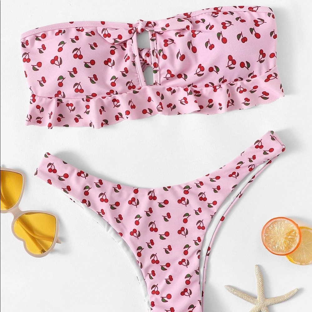 2/$20 Shein cherry strapless bikini size M